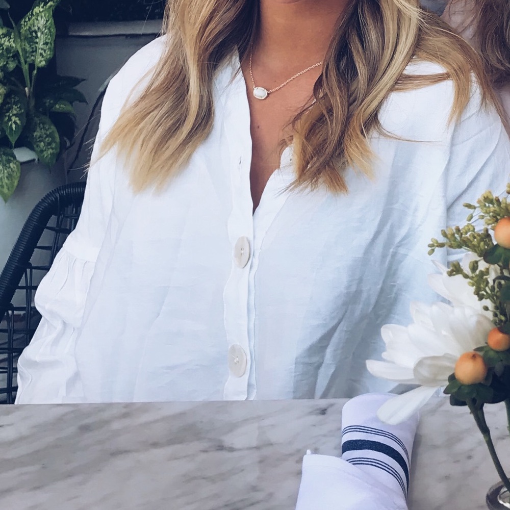 white button down flowy shirt